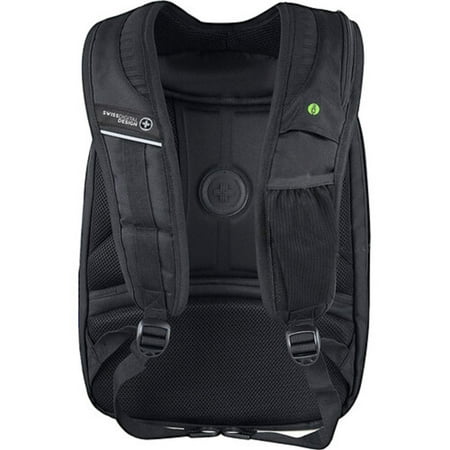Swissdigital Design - Terabyte TSA-friendly Backpack with USB Charging port/RFID protection and fits up to 15.6" laptop - Black
