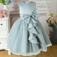 thumbnail image 2 of DHFJKG Dress Girls Casual Bow Knot Ball Gown Dress For Toddler Kids Pure Color Net Sleeveless Party Outfit Spring Summer Daily Wear Round Neck Cute Sundress, 2 of 9