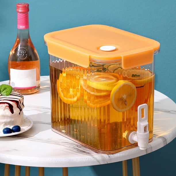 Xihbxyly Dispensador de Bebidas de 2,5 L, Recipiente de Plástico con Grifo, Tetera para Limonada Helada con Tapa, Sistema de Doble Filtración, Portátil para Fiestas y Reuniones Al Aire Libre, Fácil d