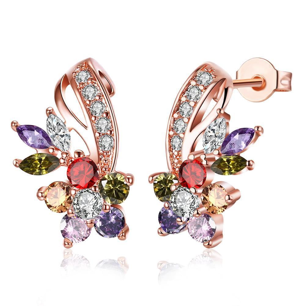 18k Rose Gold Plated Flower Stud Earrings Fashion Jewelry 18k Rose Gold Plated Flower Stud Earrings Fashion Jewelry