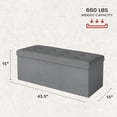 thumbnail image 5 of Skandiquip 43.5" Large Storage Ottoman with Linen Lid and Sides, Comfy Footstool for Living Room, Bedroom, No Assembly, 660 Lb Capacity, Light Gray, 5 of 6