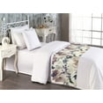 thumbnail image 2 of Floral Bed Runner, Watercolor Painting Style Nature Flora Bloom Flowers of Innocent Garden Print, Decorative Accent Bedding Scarf for Hotels Homes & Guest Rooms, Twin, Ivory Dark Mauve, by Ambesonne, 2 of 3