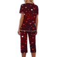 thumbnail image 3 of TIMIFIS Pyjama Grande Taille pour Femmes Ensemble Valentines Day Détente Mignon Imprimé Cœur Col Rond Manches Courtes avec Pantalon Capri Ensembles de Pjs Ensembles de Pyjamas pour Dames, 3 of 5