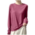 thumbnail image 3 of Liuinsasek Women's Long-Sleeve Top Knit Pullover Fashionable Thin Lightweight Solid-Color Round-Neck Base Layer Winter Outfits, 3 of 9