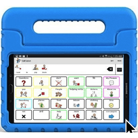 Speech Tablet All-in-1 AAC Symbols-Based Communication Aid  for Autism, Aphasia, CP with 7 inch Galaxy Android Tablet, TalkTablet Speech app and BLUE Carrying (Best Iptv App For Android)