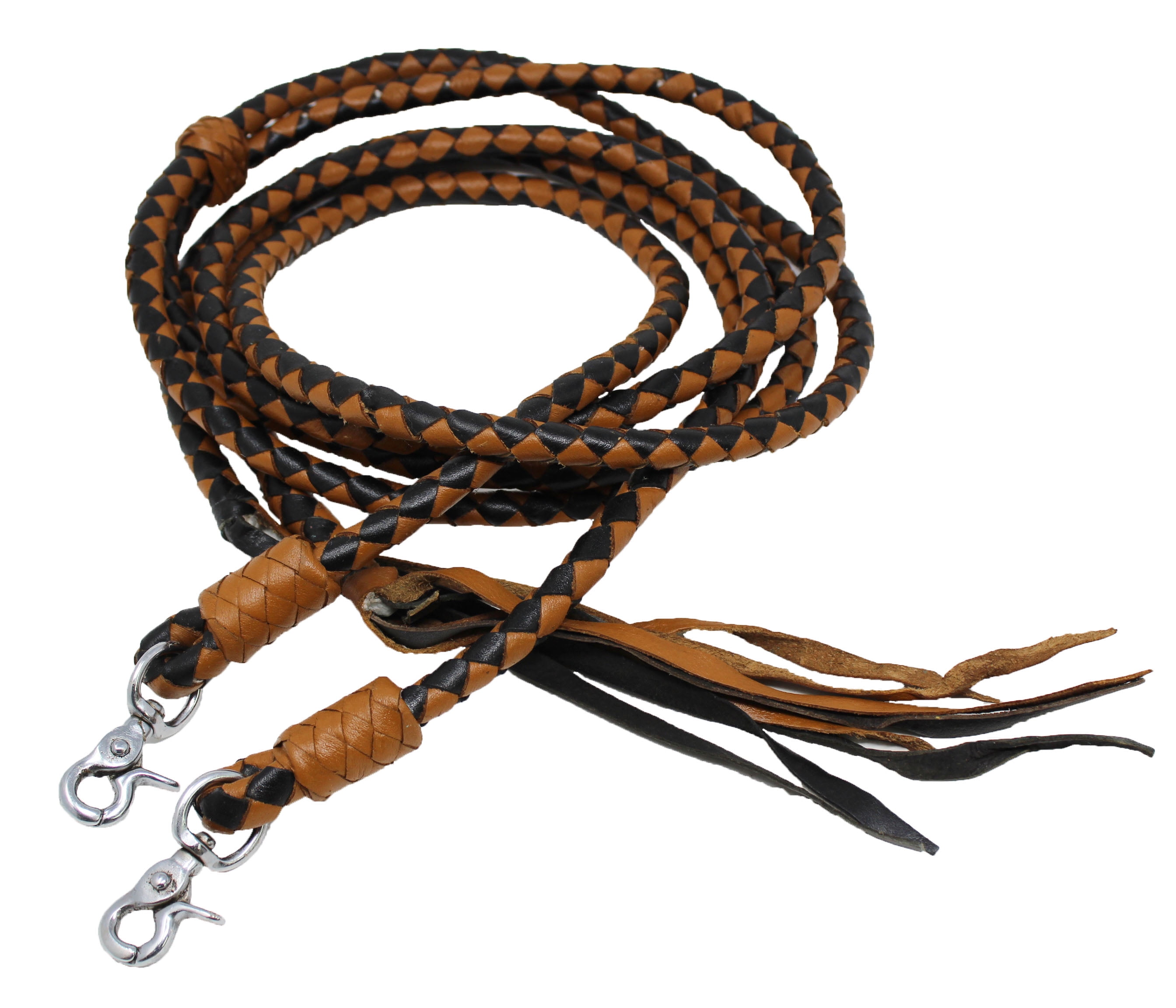 Horse Horse Western Leather Round Braided Supple Roper Reins 6651