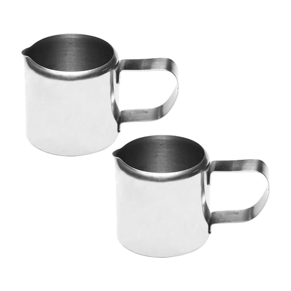 BESTOYARD 2Pcs Milk Jug Small Modern Design for Making Coffee and Storing in Silver