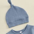 thumbnail image 3 of Cjfdfy Newborn Baby Boy Girl Footed Romper Outfit Solid Color Ribbed Long Sleeve Side Snaps Jumpsuit With Hat Infant Cute Coming Home Fall Winter Outfit 0-6 Months, 3 of 6