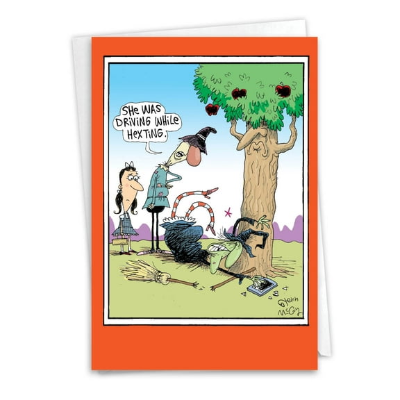 NobleWorks Funny Halloween Greeting Card with 5 x 7 Inch Envelope (1 Card) Driving While Hexing 1846