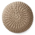 thumbnail image 3 of Casafield Round Pouf Ottoman, Beige Ivory - 20" Dia x 14.5" High Cotton Knit Foot Stool - Boho Floor Pouffe for Living Room, 3 of 8