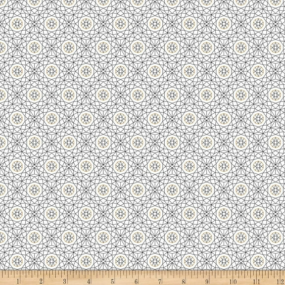Quilting Treasures Whisper Geometric White 100% Cotton Fabric sold by the yard