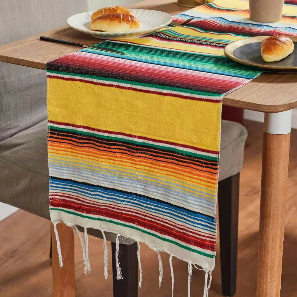 Mexican Serape Table Runner Blanket Tablecloth Cotton Cover  Wedding Party Decor 
