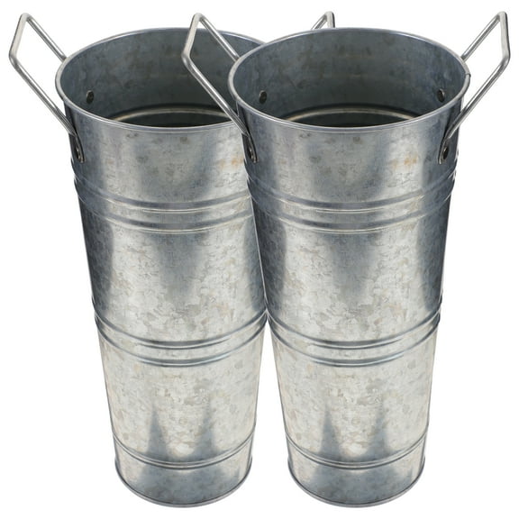 2 Pcs Vases for Flowers Galvanized Bucket Large Pot Water Jugs