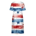 thumbnail image 5 of Women's 250th Anniversary Independence Day Round Neck Casual Dress with Pockets Short Sleeve Patriotic Printed Summer Tunic Red M, 5 of 6