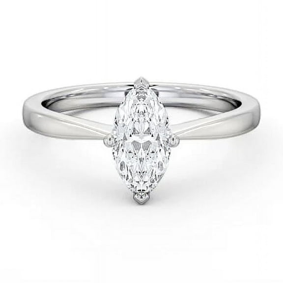 Dash Jewel 1.7 Ct Marquise Cut Lab Created Diamond Engagement Ring  14K White Gold Plated Tapered Solitaire Wedding Ring  Elegant Gift for Women