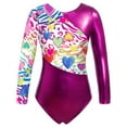 thumbnail image 4 of ranrann Gymnastic Leotards for Girls Long Sleeve Tumbling Dance Leotards Skating Unitard Bodysuit Rose Red 10, 4 of 8
