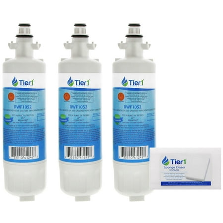 Tier1 Replacement for LG LT700P Refrigerator Water Filter (3-Pack) and Magic Erasing Sponge (12-Pack)