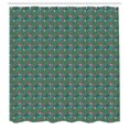 thumbnail image 2 of Ambesonne Summer Shower Curtain, Pineapple Palm Tree Ball Art, 69"Wx84"L, Pale Petrol Blue Coral, 2 of 4