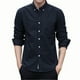 thumbnail image 1 of Blusa y camisa de manga larga con cuello vuelto para hombre, color liso, bolsillos, solapa con botones, blusa de poliéster para hombre, 1 of 2