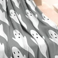 thumbnail image 3 of Gray Halloween White Ghosts Blanket,Comfortable Soft Flannel Throw Blanket,All Season,Warm Lightweight Blankets for Sofa Bed Couch Living Room Chair,30"x40", 3 of 4