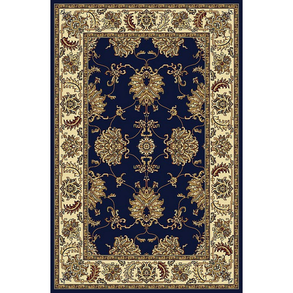 Vitaly Wharton Area Rugs 1330 Traditional Oriental Navy Blue Scrolls