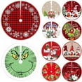 thumbnail image 3 of Burlap Christmas Tree Skirt with Red and Black Plaid Border,36 Inches Merry Christmas Tree Skirt with Santa Snowman Printing for Under Trees,Xmas Home Kitchen Holiday Party Decorations, 3 of 8