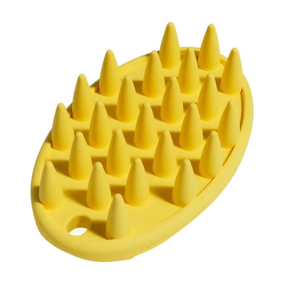 Pet Grooming Brush, Large Yellow TPR Silicone 2-in-1 Deshedding Massage & Bath Brush, 1 Pack, Universal for Cats and Dogs, Soothing Massage Bathing Loose Hair Remover for Short Long Haired Pets