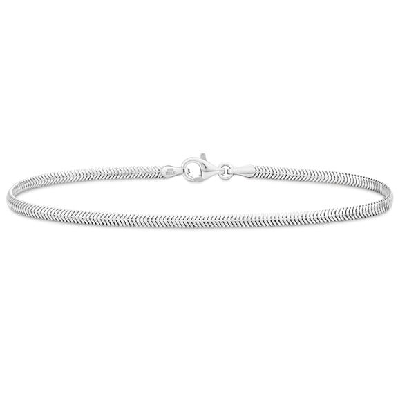 Miabella Italian Solid 925 Sterling Silver, 18K Yellow Gold Plated 2mm Domed Herringbone Snake Chain Link Bracelet for Women Men, Made in Italy