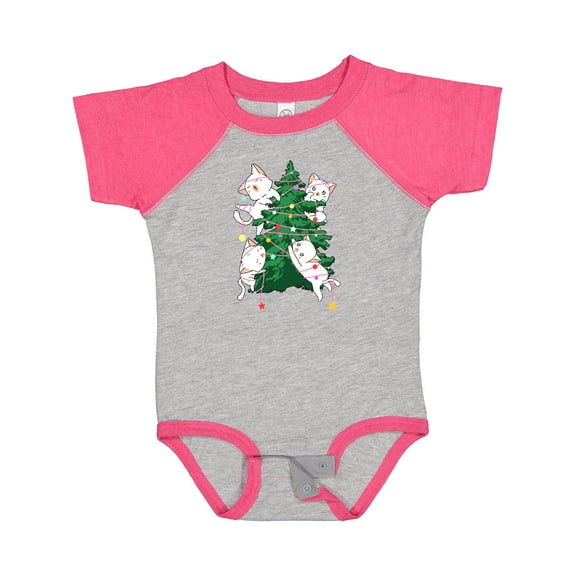 Inktastic Kawaii Cats Christmas Tree Boys or Girls Baby Bodysuit