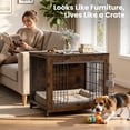 thumbnail image 2 of YOKWOK 27 Inch Wooden Dog Crate Furniture, Heavy Duty Dog Kennel with Secure Lock & Double Door, Sturdy Metal Pet Cage Indoor Use, Chew Resistant Dog House for Small Dogs, Rustic Brown, 2 of 7