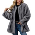 thumbnail image 5 of Gfyviroh Women's Faux Fur Coats Plush Cozy Winter Warm Mid-length Coats Long Sleeve Open Front Trendy Jackets, 5 of 9