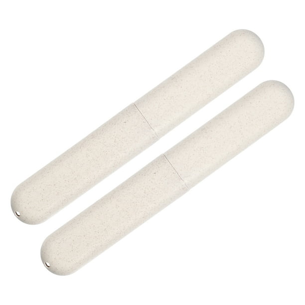 2uds, Viaje Dientes Cepillo Soportes Estuche, Beige, 8.07''x1.22''x0.83''