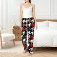 thumbnail image 6 of Lsque Houndstooth Green Red Print Women's Pajama Pants, Lounge Pant - Comfortable Home Wear,Elastic Waistband, Stylish Design-Large, 6 of 9