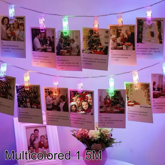 5/10Ft Photo Clip String Lights, Fairy Lights Battery Operated with Clips for Hanging Pictures Cards,Warm Colorful for Pictures Bedroom Wall Patio Thanksgiving Christmas Party Wedding Dcor