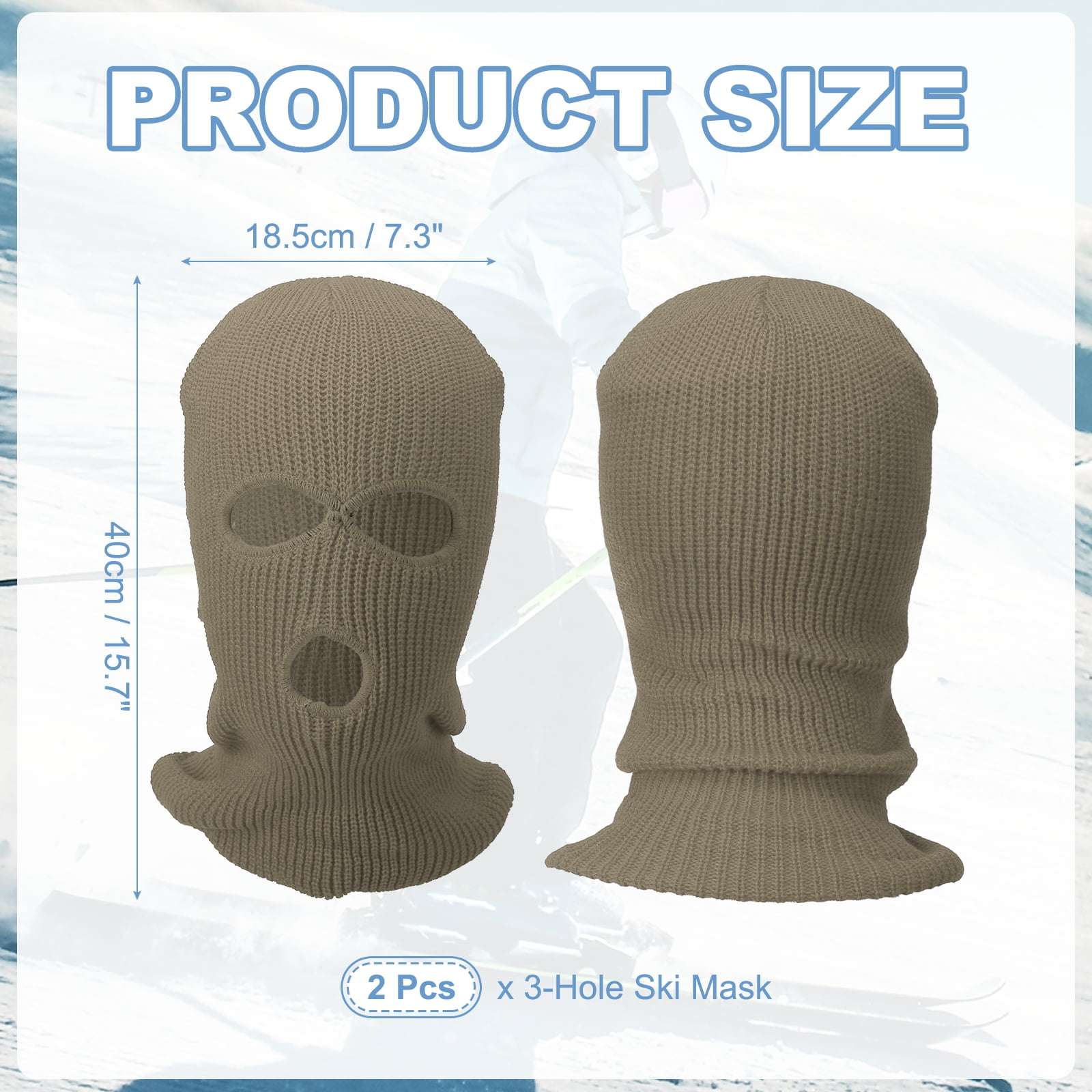 Uxcell 3-Hole Full Face Mask Cover, Polyester&2 Pcs&Khaki