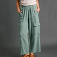thumbnail image 2 of Penkiiy Women Casual Pockets Elastic Waist Pants Loose Long Trousers Pants M Green, 2 of 7