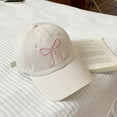 thumbnail image 4 of LIIPEE Girls Boys Baseball Cap Cartoon Bowknot Embroidery Wide Brim Visor Hat High Ponytail Hat Protection Caps Kids Trendy Vacation Hats,Beige,One Size, 4 of 4