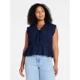 thumbnail image 2 of Time and Tru Women's Textured Tie Front Top, Sizes XS-XXXL, 2 of 6