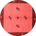 thumbnail image 1 of Ahgly Company Machine Washable Indoor Round Abstract Red Modern Area Rugs, 6' Round, 1 of 4