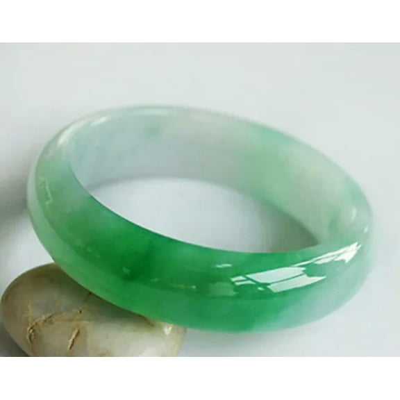 K-KED Beautiful Natural Green Jade Jadeite Gemstone Bangle Bracelet 56-64mm Jewelry-63-64mm
