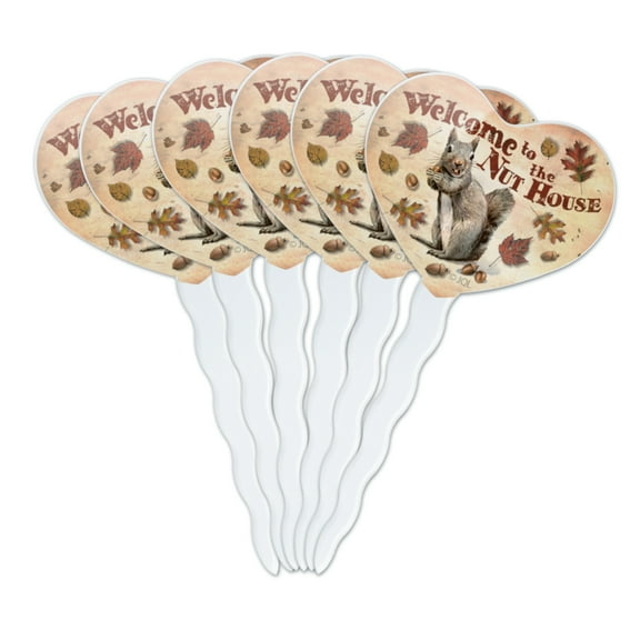 Welcome to Nut House Crazy Heart Love Cupcake Picks Toppers Decoration Set of 6