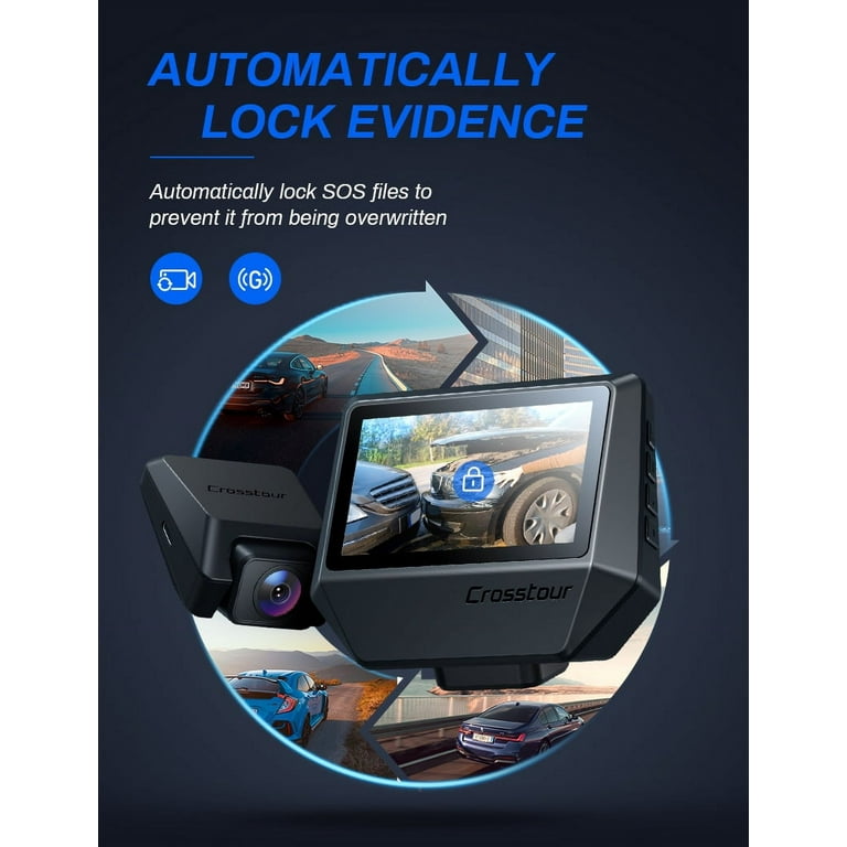 Crosstour Dash Cam Front and Rear, Dash Camera for Cars GPS