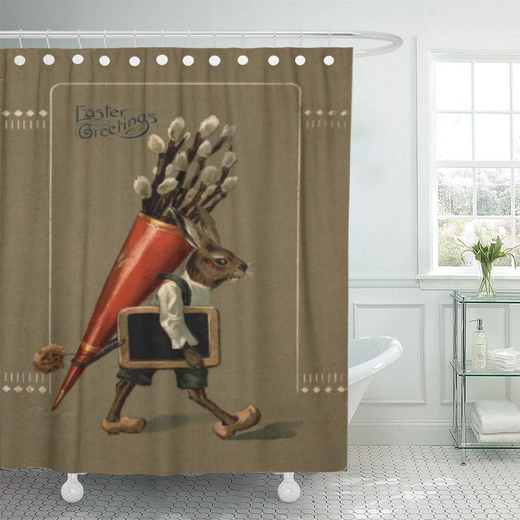 Cynlon Pussy Easter Bunny Flower Willow Chalkboard Vintage Retro Holiday Bathroom Decor Bath Shower Curtain 60x72 Inch Walmartcom Walmartcom