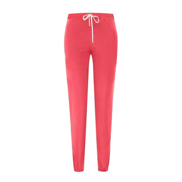 Dealovy Womens Sweatpants Drawstring High Waisted Baggy Workout Solid Color Athletic Jogger Trousers with Pockets