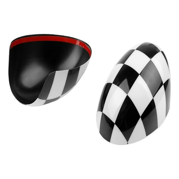 2 Checkered Rearview Mirror Covers for Mini Cooper