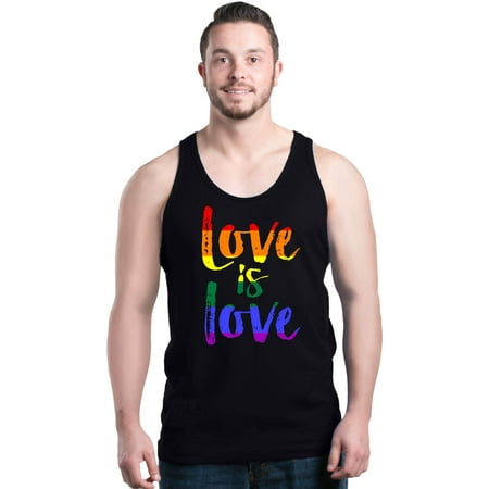 Shop4Ever Men's Love is Love Rainbow Gay Pride Graphic Tank
