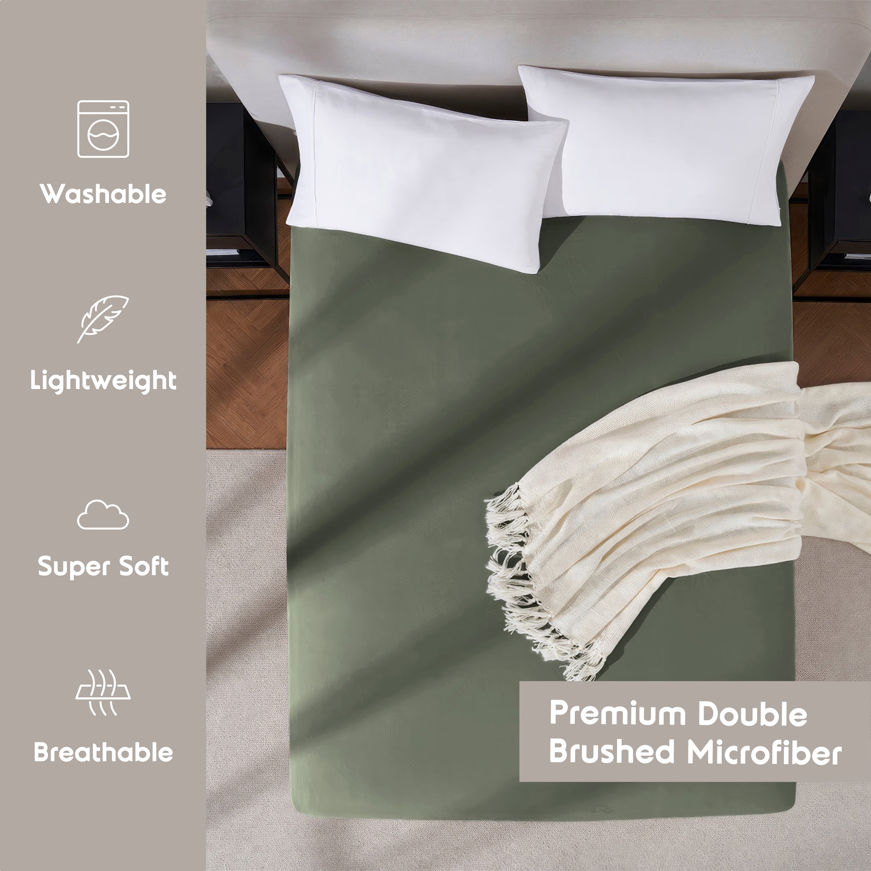 LammaLoe Extra Deep Pocket Full Size Fitted Sheet Only, Fits 18" to 24" Mattress, Soft Microfiber Fitted Bed Sheet, Olive Green