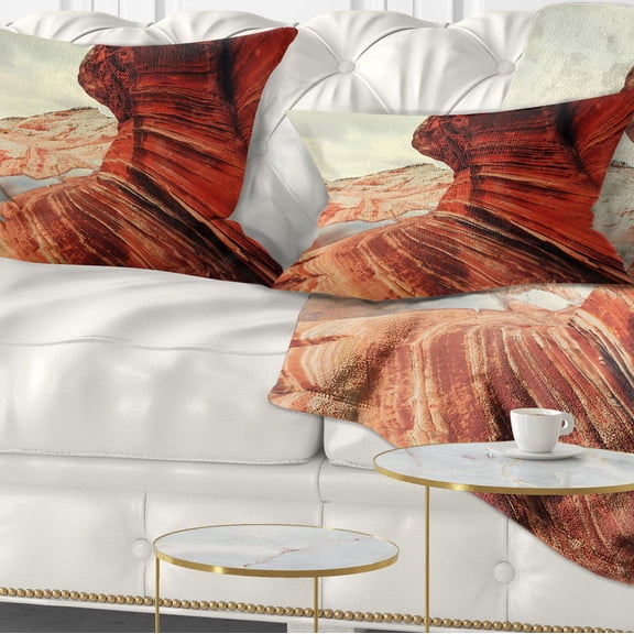 Designart Vermillion Cliffs Lake View - Landscape Printed Throw Pillow - 12x20