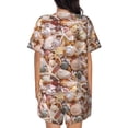 thumbnail image 6 of Uemuo Colorful Seashells Pattern Women's Short-Sleeved Pajama, Button-Front Loungewear, 2-Piece Summer Sleepwear, Elastic Drawstring Shorts-Large, 6 of 7