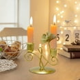 thumbnail image 6 of 2PC European Romance Iron Fireplace Candelabra Candle Holder, 2 Arm Pillar Candle Holder Set, Shabby Chic Table Centerpieces for Home Christmas Valentine's Day Black&Gold, 6 of 9